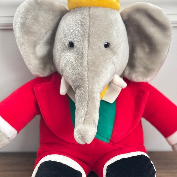 VINTAGE 1988 King BABAR Elephant Red Tuxedo Crown 14” Plush Christmas Toy Gund - Picture 2 of 14